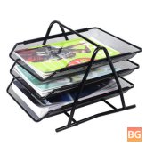 Iron File Tray with Mesh Design for Paper Organizer - Desktop Office Bookshelf