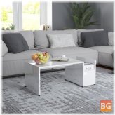 High Gloss White Coffee Table with Wood Frame and Chipboard Top