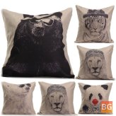 Home Office Cushion Cover for Cotton Linen Animal Throw Pillow
