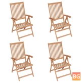 4-Piece Reclining Garden Chairs with Wood Frame