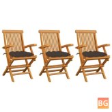 Chairs with Teak Cushions - 3 Pcs