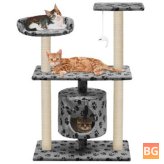 Cat Tree - 95 cm Grey Paw Scratcher Tower Home Furniture Climbing Frame Toy - Spacious Perch Bedpan Pet Supplies