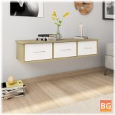 Wall-mounted Shelf with White and Sonoma Oak Wood Top