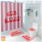 Pink Bathroom Set with Non-Slip Shower Curtain and Toilet Mat Cover
