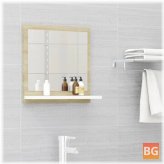 Bathroom Mirror - White and Sonoma Oak 15.7