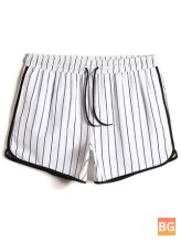 Beach Shorts with Contrast Binding - Striped
