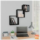Black Cube Wall Shelves with Top and Bottom Doors