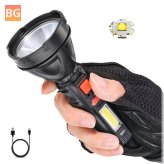 BIKIGHT 2000lm Long Shoot High Output OSL Flashlight with COB Sidelight USB Rechargeable Portable LED Torch