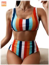 Bikini Top with Stripe Design - Women's