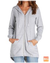 Zipper Casual Hooded Warm Coat with Pockets