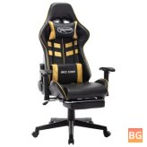 Gaming Chair with Foot Rest - Artificial Leather Black and Gold