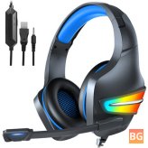 ERXUNG J6 RGB Gaming Headset with Light Noise Reduction Mic and 3.5mm USB Port