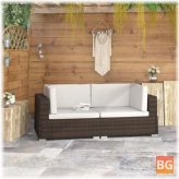 2PCS Sectional Corner Chairs with Cushions - Poly Rattan Brown