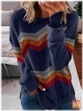 Women's Colorful Chevron Print Pullover Sweatshirt