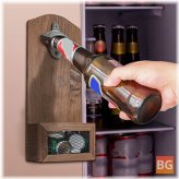 Wooden Wall Mounted Bottle Opener - Catcher for Wine Bottles