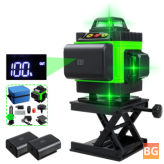 4D Laser Level, Green Laser Line, Horizontal Lines, &360 Degree Vertical Cross with 2xBattery for Outdoor Use