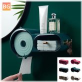 Bathroom Tissue Box with Holder for Wall Mounted Toilet Paper Roll