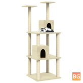 Cat furniture with scratching posts 141 cm cream and black