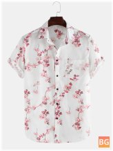 Short Sleeve Casual Shirt with Floral Print