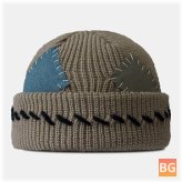 Beanie Hats with Contrast Suture Cloth Patch - Warmth Landlord Cap Skull Cap