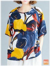 Vintage Abstract Print Blouse
