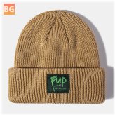 Women's Beanie Hat with Knitted Jacquard Letters Patch and Warmth Skull Cap