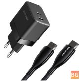 BlitzWolf® 35W Dual Type-C Wall Charger with 100W Type-C Cable