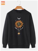 Women's 100% Cotton Flower Print Pullover Sweatshirts