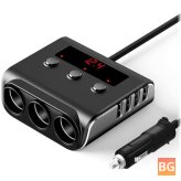 USB Car Charger Adapter with 3 USB Ports, Quick Charge, LED Voltage Display, 12V/24V, Bus Truck SUV