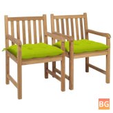 2-Piece Set of Garden Chairs with Bright Green Cushions