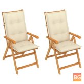 2-Piece Garden Chairs with Cushions - Solid Teak Wood