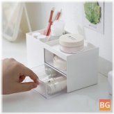 Desktop Cosmetic Holder with 2 Drawers - Pen Holder and Brushes Holder