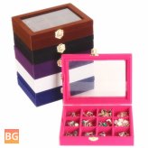 12-Grid Velvet Storage Organizer - Jewelry Box Display