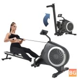 Home use Indoor Foldable Rowing Machine - 8-Step Fan Resistance Equipment Holder with LCD Monitor and Silver Glide Rail