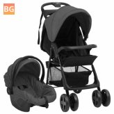 Stroller - 3-in-1 steel gray and black
