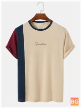 Colorblock Letter T-Shirt for Men