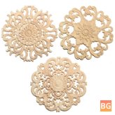 15cm Unpainted Flower Pattern Wood Onlay Applique for Furniture and Doors