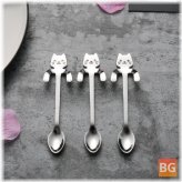 Coffee Spoon with Kitty Design - Dirt-Proof