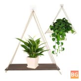 Hanging Shelf with Rope and Wall Display - Floating Shelves