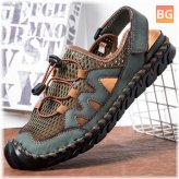 Breathable Mesh and Leather Soft Sandals for Men