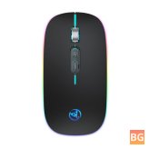 HXSJ M103FGS Mouse - Wireless Bluetooth 5.1 800-1600DPI Silent Button Rainbow LED Breathing Light Rechargeable Slim Mouse for Office Business Laptop
