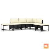 Black Poly Rattan Garden Lounge Set with Cushions (6 pieces)