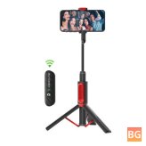 Bluetooth selfie stick with clamps and retractable tripod