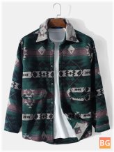 Tribal Double Pockets Jacket with Curved Hem