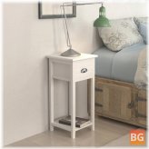 White Bedside Table with One Drawer