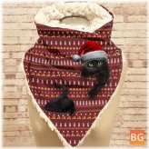 Christmas Scarf for Women - Cute Black Cat Fstive Pattern