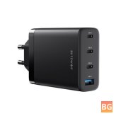 BlitzWolf® BW-S23 100W 4 Ports GaN wall Charger - Dual 100W USB-C PPS PD3.0 QC3.0 SCP Fast Charging for iPhone 14/14 Plus/14 Pro Max/Samsung Galaxy S22/Z Flip 4/MacBook Pro 16