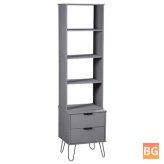 Gray Book Cabinet with Pine Wood
