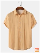 Short Sleeve Button-Front Striped Shirts