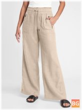 Women's Pants with Elastic Waist Side Pocket